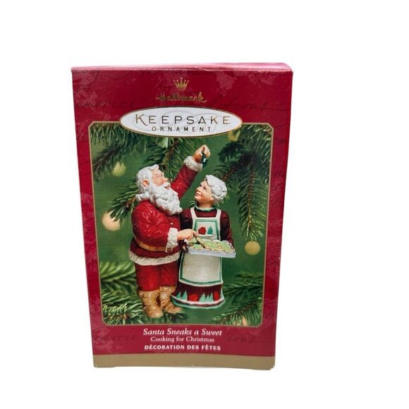 Hallmark Cooking for Christmas Ornament Santa Sneaks a Sweet 2001 Mrs Claus Used - Picture 1 of 3